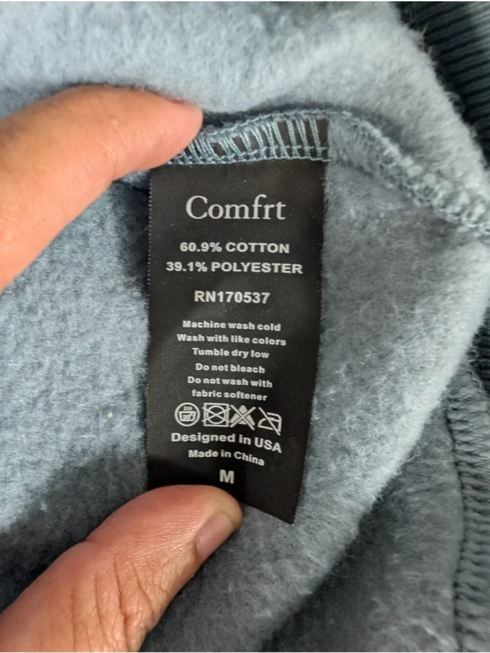 Comfrt Blue Hoodie Sweatshirt cotton unisex size M